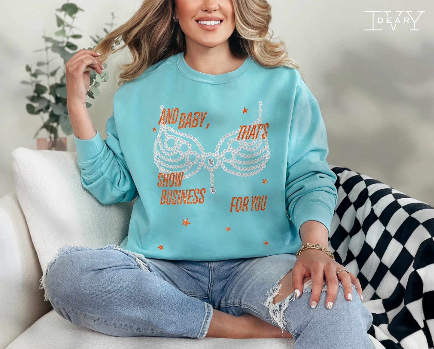 life of a showgirl sweatshirt, in my showgirl era sweatshirt, and baby that's show business for you cozy comfort colors
