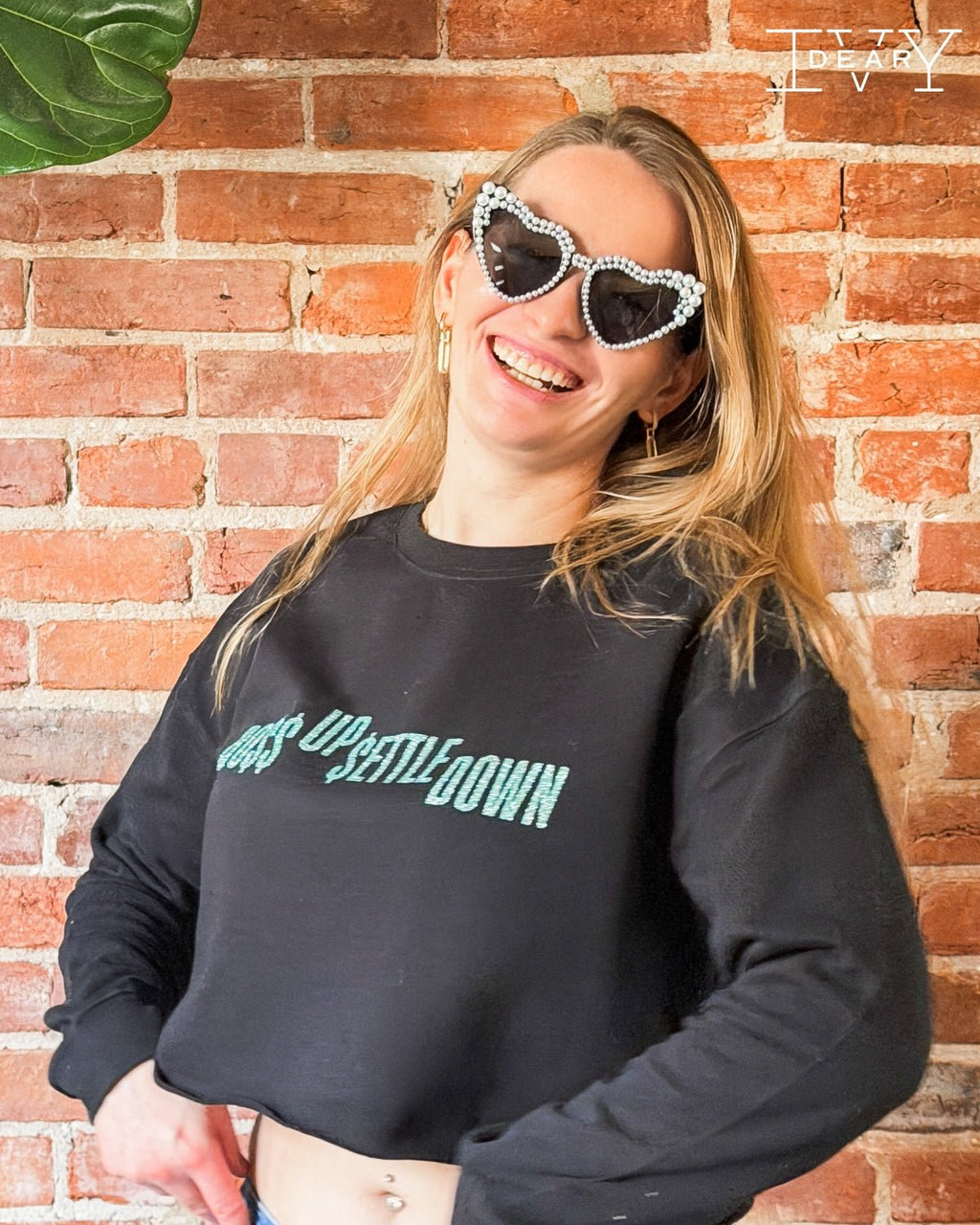 Boss Up Settle Down Crop Sweatshirt - Dear Ivy Design Studio