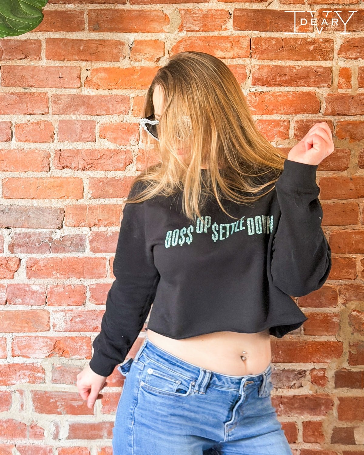 Boss Up Settle Down Crop Sweatshirt - Dear Ivy Design Studio