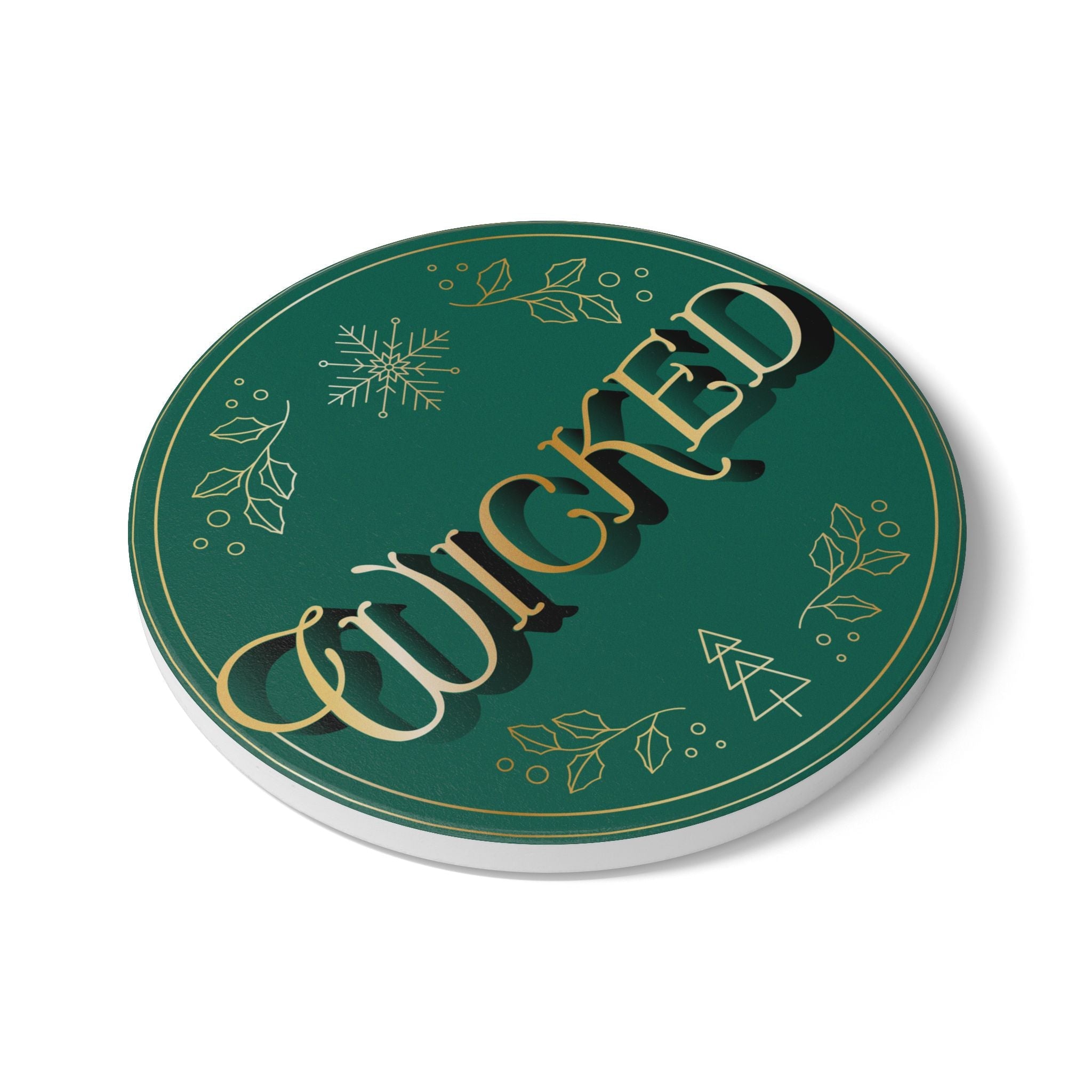 Wicked Holiday Coaster: Wicked For Good Christmas Cork Coaster - Home Decor - Dear Ivy Design Studio