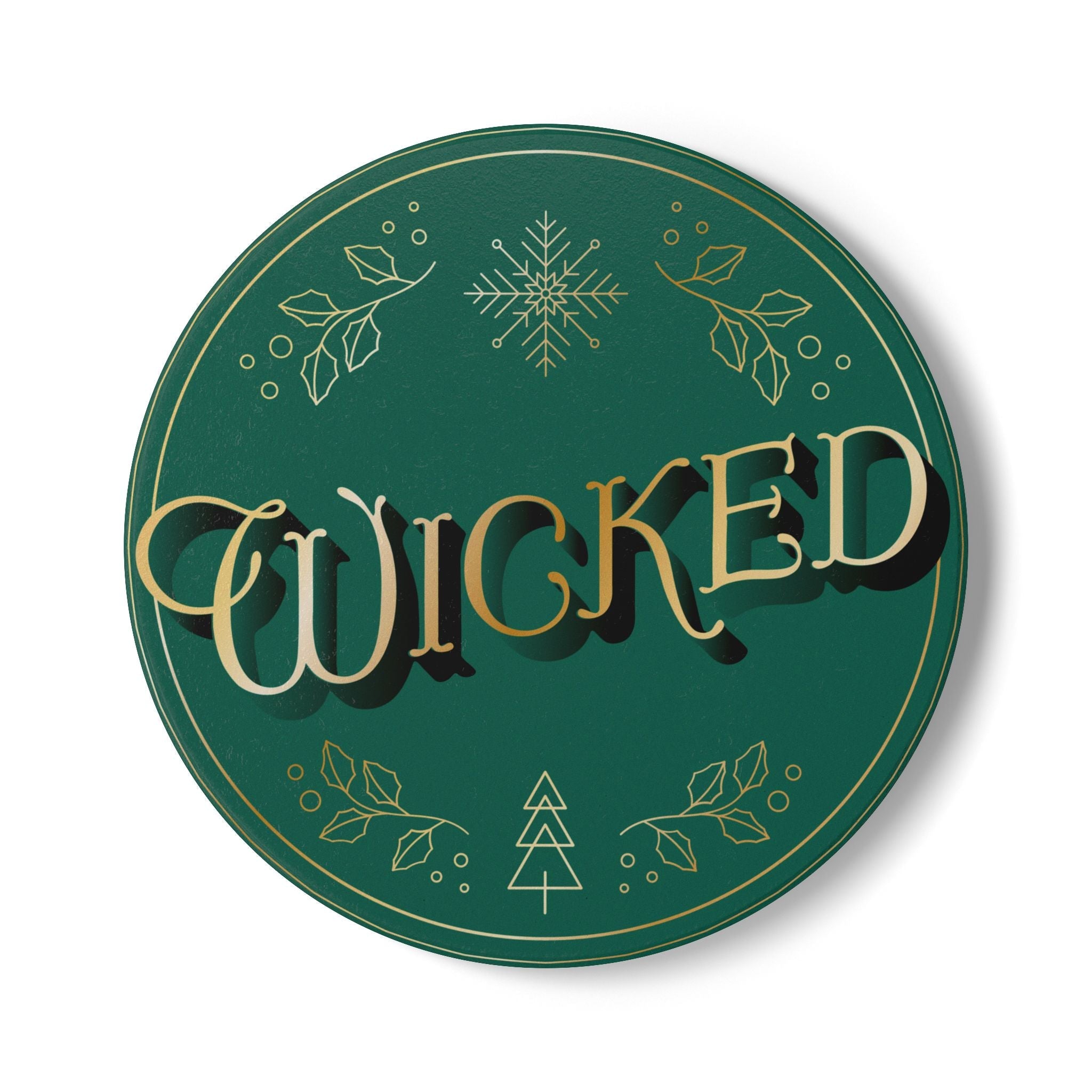 Wicked Holiday Coaster: Wicked For Good Christmas Cork Coaster - Home Decor - Dear Ivy Design Studio